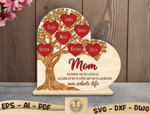 Family Tree with Names Laser Cut File for Mother S Day
