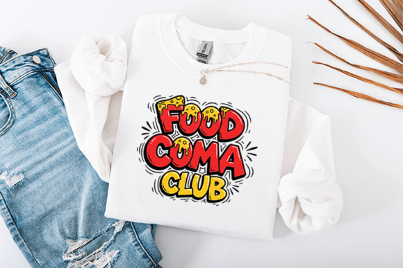 Food Coma Club SVG Funny Foodie Quote Graphics for T-Shirt Designs