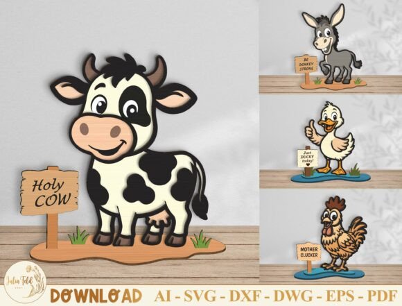 Funny Animal Shelf Sitter SVG Bundle for Laser Cutting and Home Decor