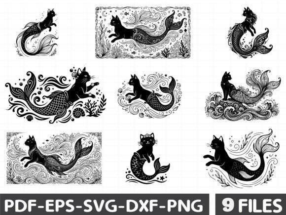 Mermaid Cat Silhouette Graphics and Illustrations Review