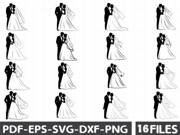 Wedding Silhouette, Bride Groom Marriage Graphics and Illustrations